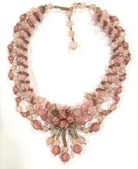 VTG W GERMANY Miriam Haskell Style Pink GLASS Petal ART GLASS Choker NECKLACE