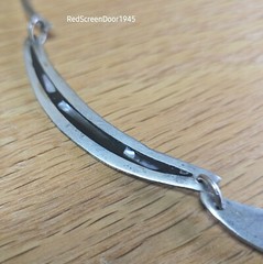Modernist Albalone & Resin Metal Necklace Vintage 1980s Alpaca Alloy