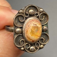 Vintage Mexico Fire Opal Sterling Silver Size 8