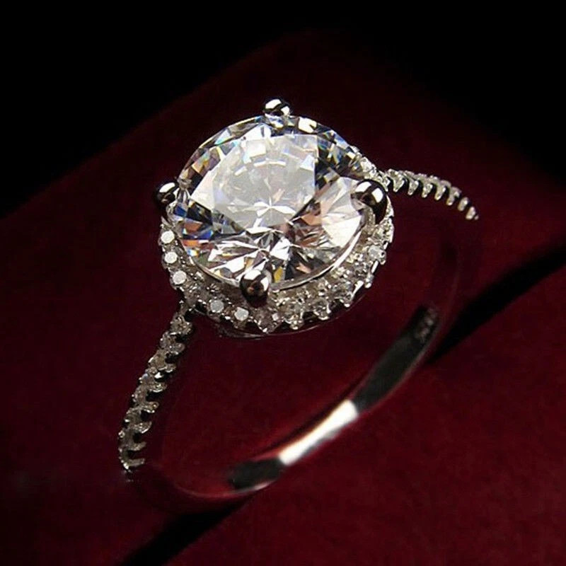 2.20Ct Round Cut Lab Created Diamond Halo 14K White Gold Finish Engagement Ring