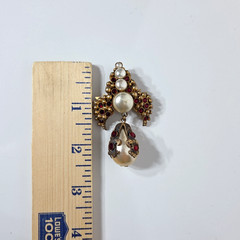 Henry Perichon Baroque Pearl Rhinestone Dangle Brooch Pendant France 1950s-1960s