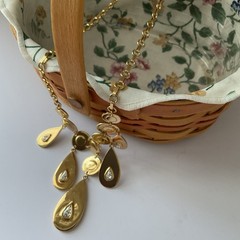 Ben Amun 22K Gold Plated Bib Necklace/ Teardrop Pendants/ Very Good Condition