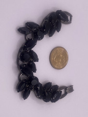 VTG D&E Juliana Black/Jet Glass Rhinestone 5 Link Bracelet 7″ MCM Timeless