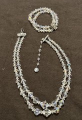 Gorgeous Vtg Set La Roco Crystal Cut Bead 2 Strand Necklace & Bracelet Signed