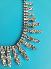 Beautiful Vintage Sparkling Multi Rhinestone Necklace Choker 15 in