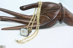 1890s Seal Pendant Roman Greek Emperor Intaglio Solid 10K Gold 3 MM Necklace 18″