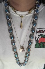 Vintage Peacock Iridescent Gripoux Cabochon AB Necklace ~ Stunning ~ Oil Slick