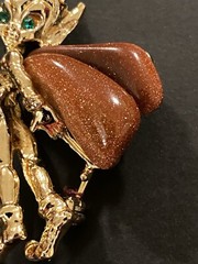 Vintage Pixie Fairy With Goldtone Wings / Green Crystal Beautiful #S999