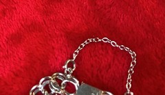 Vintage Sterling Silver Double Link Bracelet w/Locking Clasp & Safety Chain