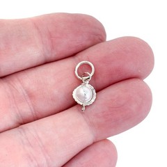 Vintage Silver Plated White Faux Pearl Charm Pendant