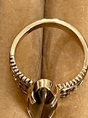 Vintage 18K HGE Tigers Eye Statement Cocktail Ring Sz 8 Openwork Filagree Mount