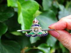 Antique 0.24ct Diamond Enamel 15ct Yellow Gold Palladium Sweetheart Brooch