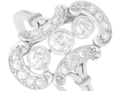 1920s 0.80 Ct Diamond 14k White Gold Dress Ring