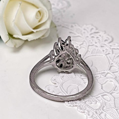 Vintage RJ Graziano 925 Sterling Silver Blue & White CZ Cocktail Ring, size 8.25