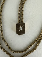 Antique Victorian 14k Gold Pearl Slide Gold Filled Chain Necklace 24”