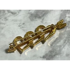 Triple Heart Arrow Brooch Vintage Avon Gold Tone Rhinestones