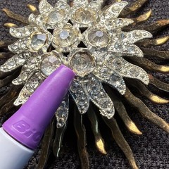 Art Deco Two Tone Rhinestone Starburst Brooch Missing Stones