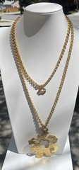 Vintage Gerard Yosca Runway Statement Necklace 44 ” Sunburst Pendant Gold Tone