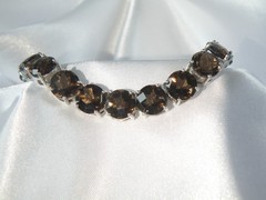 Sterling Silver 925 Natural 8mm Smoky Quartz Large Gemstone Tennis Bracelet 7.5″
