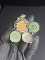 Antique Tri-Folding Locket Photo Frame Pendant Silver Tone Latch 1-1/2″ Vintage