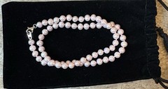 Vintage Franklin Mint Pink Pearl Single Strand Knotted Necklace Never Worn