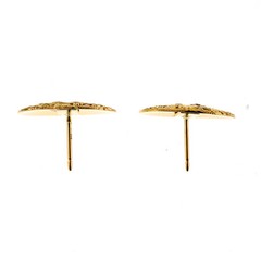 Antique Victorian 1900 .05ct Diamond Engraved Lion 14k Earrings