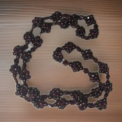 Vintage Garnet Beaded Necklace 341 Carat Burgundy Almandine Bohemian Cluster 26″