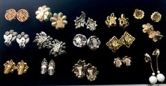Lot of 15 Pair Vtg Rhinestone Clip On Earrings-Florenza Juliana Lewis Segal etc