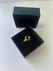 Vintage Red Cubic Zirconia Ring Gold Plated Womens Size 9.5