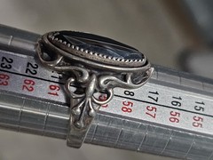 Wheeler MFG Old Pawn 925 Sterling Silver Vintage Hematite Ring Sz 9