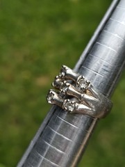 Vintage Sterling Silver Bamboo Ring Stacked 925 Size 7 IVY Thick Multi Band Mens