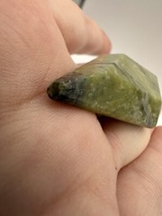 Vintage Faceted Green Stone Handmade Pin Brooch Canadian Jade? 2.5 Inches