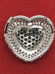 Vintage Signed LL 925 Sterling Onyx Clear Cubic Zirconia Pave Heart Pendant