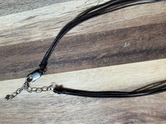Vintage Smoky Quartz Chunky Necklace Black Cord 925 Clasp