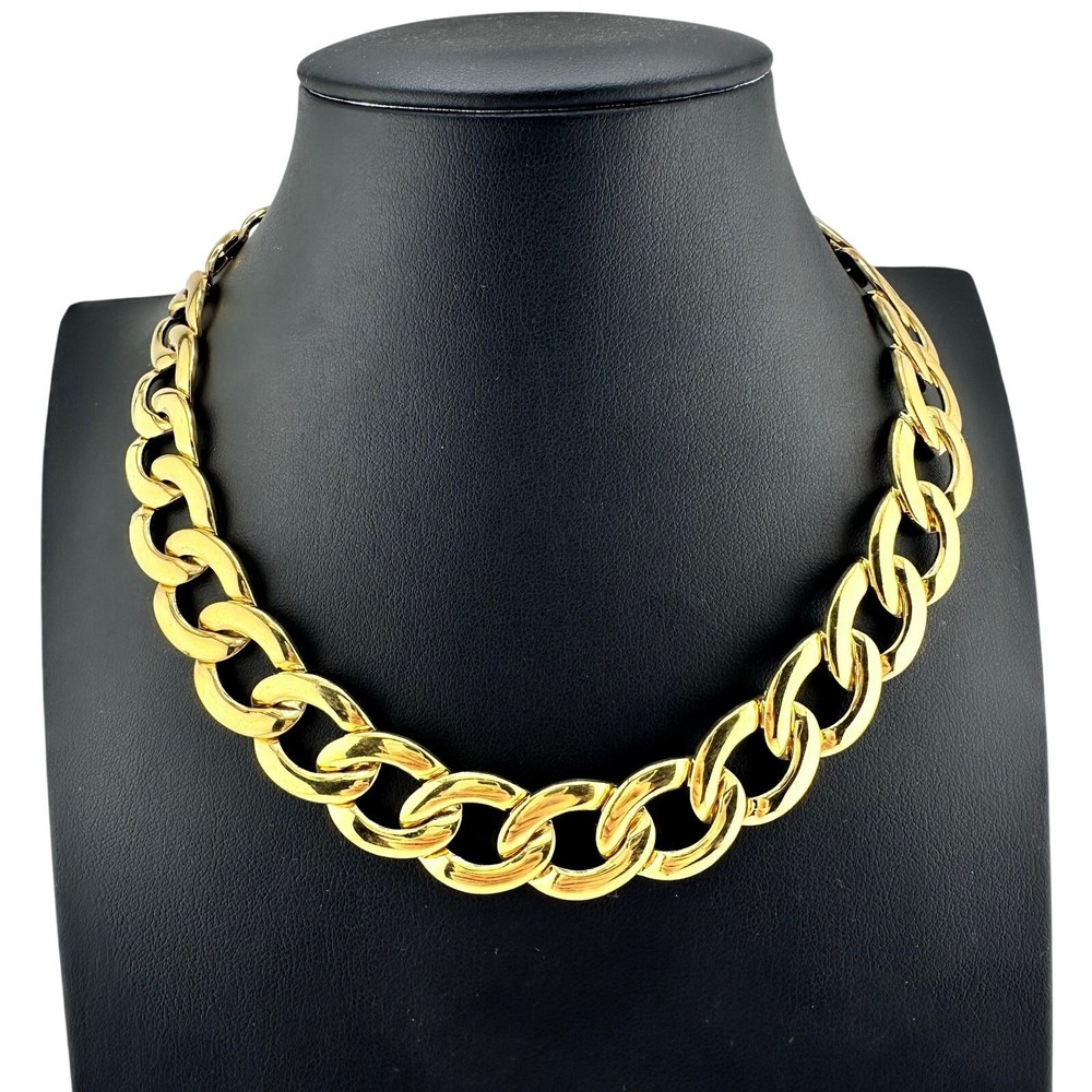 Vintage Napier 1980s 1990s Bold Chain Gold Tone Statement 16″ Necklace