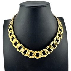 Vintage Napier 1980s 1990s Bold Chain Gold Tone Statement 16″ Necklace