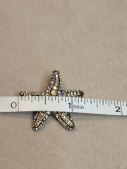 Vintage Brooch Pin Starfish Crystals Rhinestones Womens Jewelry Costume