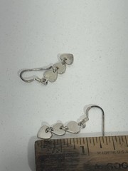 925 Sterling Silver Triple 3 Heart Dangle Drop Hook Earrings
