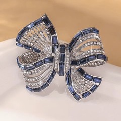 Rhinestone Bow Brooch Pin – Vintage Blue Crystal Lapel Accessory for Women