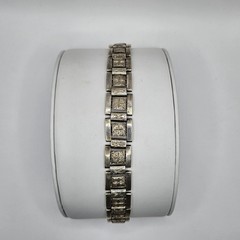 Antique 90% Silver Hand Engraved Panel Bracelet 7.5″ 36G Hand Made Adjustable