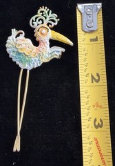 LIND GAL lg vintage Enamel long leg Stork bird Brooch pin jewelry