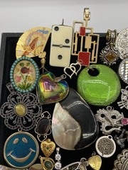 Vintage-Now Jewelry Lot Of 120 Pendants & Charms For Necklaces Enamel Rhinestone