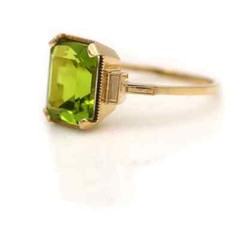 Natural Peridot Rectangle 7×9 mm 925 Solid Silver Engagement Ring Gift For Woman