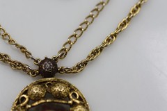 Vintage JULIANA for Celebrity NY Red Moroccan Matrix Gold Tone Necklace 20″