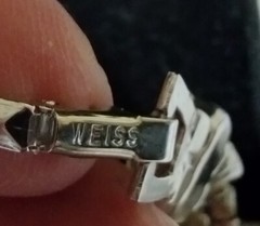 CLEARANCE Vintage Weiss Clear Rhinestone Bracelet Fold Over Clasp. #389