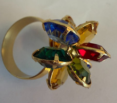 Vintage Cluster Ring Multi-Color Gold Tone