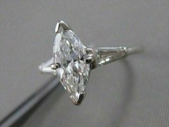 ESTATE 1.51CTW MARQUISE DIAMOND PLATINUM CLASSIC ENGAGEMENT RING EGL USA #18830