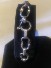 Vintage Modernist 950 Fine Silver Oval Link Bracelet 7.5″ Hand Hammered 10.8g