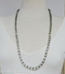 Sparkling Vintage 30 1/2″ Long Crystal Necklace w/ Channel Set Rhinestone Beads