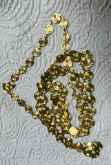 Liz Claiborne Signed Vintage 32″ Double Strand Gold Tone Coin Disc Necklace